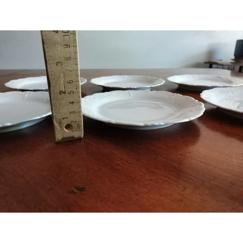 Set Lot 6x Tirschenreuth Baronesse Bread Butter Plate 6.75” Wht Germany Bavaria
